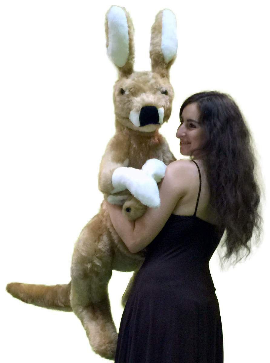 American Made Big Stuffed Kangaroo 42 Inches Tall With Baby in Pouch