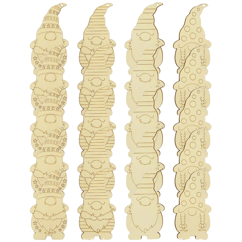 20 set DIY Christmas Ornaments Wooden Gnome Cutouts Unfinished Decor Craft Supplies Xmas Tree Hanging Decorations Wall Pendents
