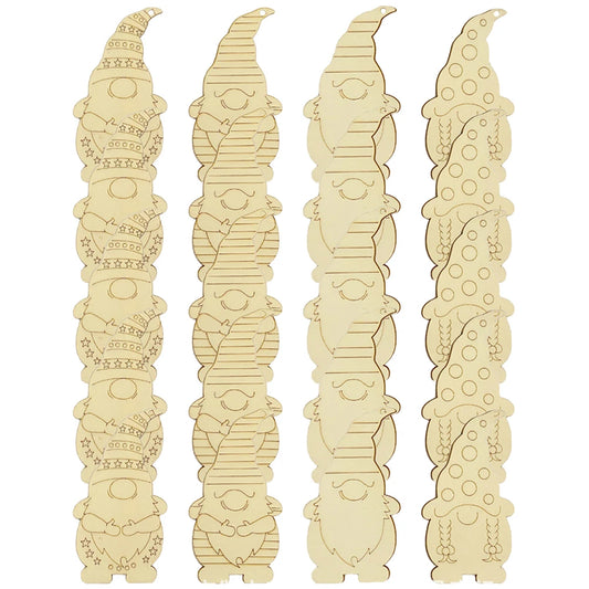 20 set DIY Christmas Ornaments Wooden Gnome Cutouts Unfinished Decor Craft Supplies Xmas Tree Hanging Decorations Wall Pendents