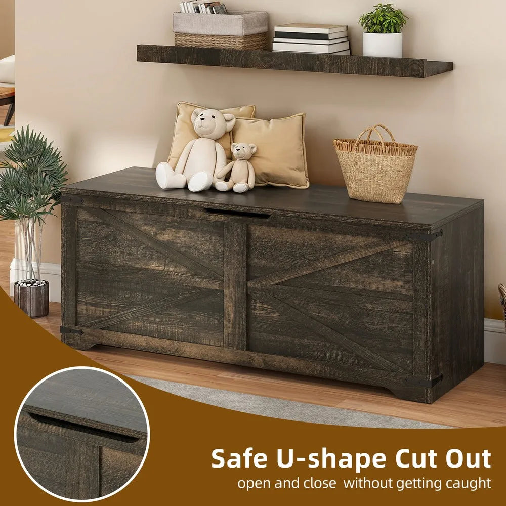 47.2" Storage Bench Storage Box Chest Retro Farmhouse Wooden Storage 59.3 Gallon