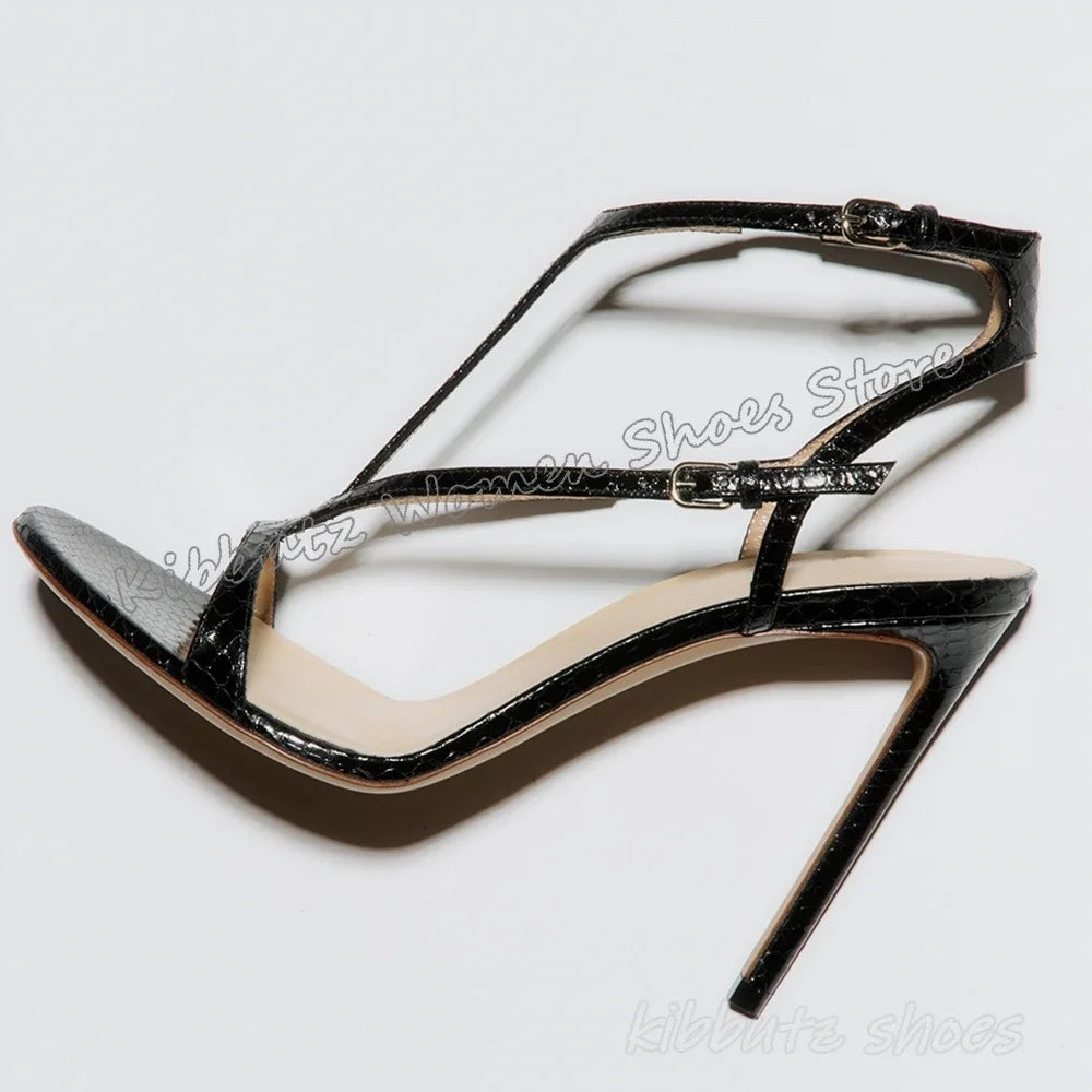 Leopard Belt Buckle Sandals Leather Mixed Color Cross Strap Fashion Elegant Concise Sexy Luxury Women Party Shoes Thin Heels New