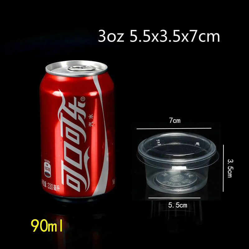 50 PCS Pudding Cup With Lid Disposable Plastic Cups Sauce Baking Jelly Dessert Cups Wedding Small Mini Party Set Cup Bowl Box