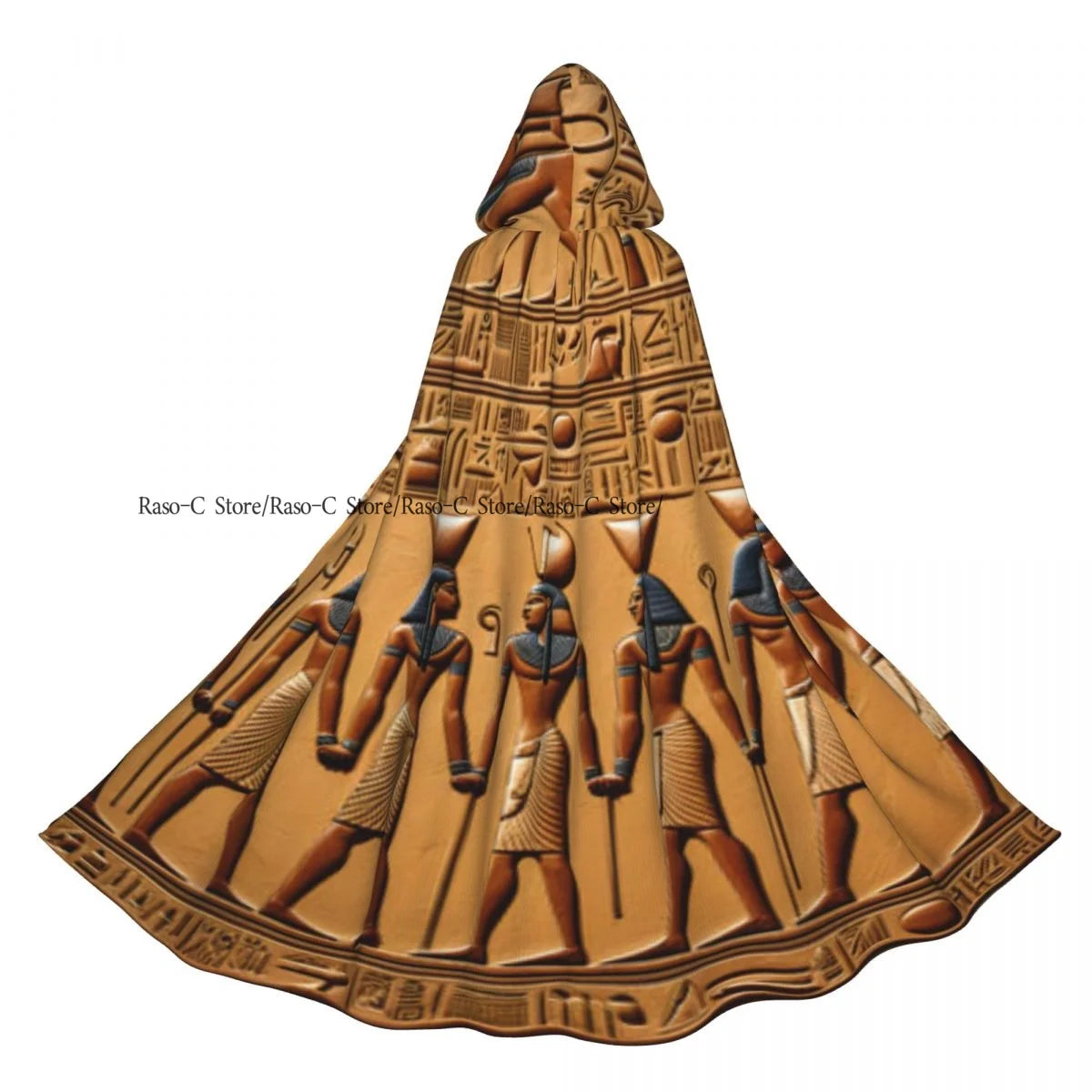 Unisex Adult Vintage Egyptian God Hieroglyphs Cloak with Hood Long Witch Costume Cosplay