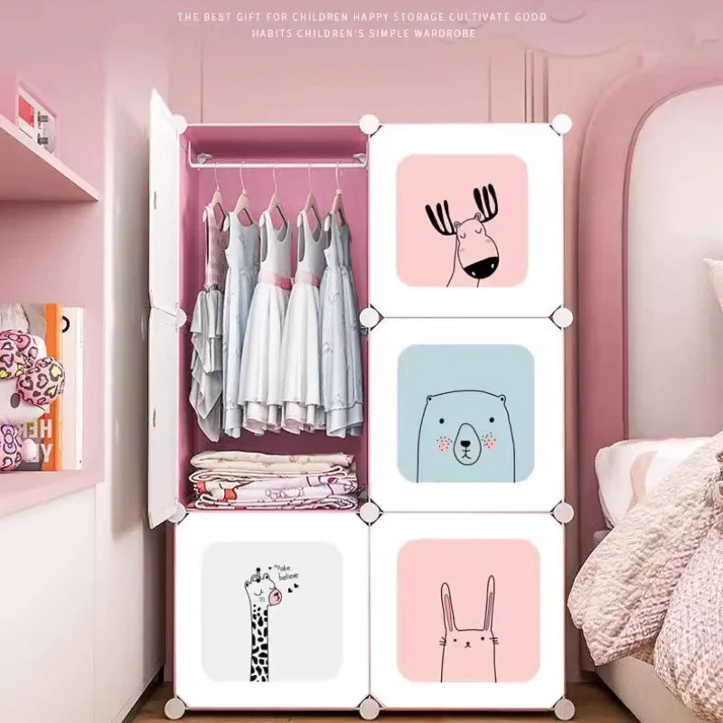 Baby Storage Cabinet Plastic Wardrobes Children Wardrobe Small Girl Clothes Clothings Closet Dresses Room Girls Assembly
