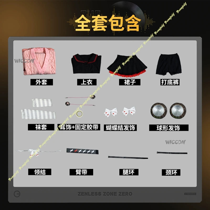 Ukinami Yuzuha Cosplay Costume Wig Game Zenless Zone Zero Character Outfit Autumn and Winter Sweater Coats Christmas Halloween