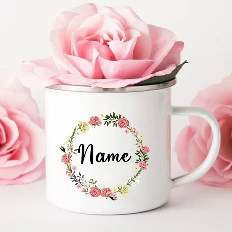 Personal Custom Name Enamel Mug, Bachelorette Party, Coffee Wine Mug, Bridesmaid Cup, Wedding Bridal Shower, Bride Team Gifts