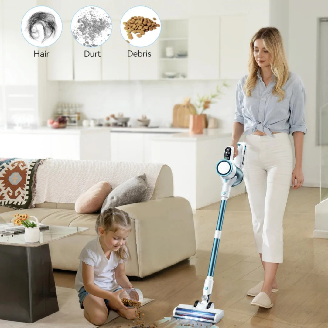Cordless Vacuum Cleaner, 28Kpa 55Mins Running Time Wireless Vacuum Cleaner with Touchscreen for Pet Hair, Carpet