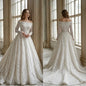 Custom Luxury Square Neck Long Sleeve Beaded Ball Gown Wedding Dress 2026 Cathedral Train Bridal Gown Plus Size Vestido De Novia