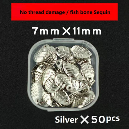 50Pcs/lot DIY Fishing Spinner Sequin Rings Bait Lures Makou water drop tablet Anti secant line Metal Noise Spoon Accessories