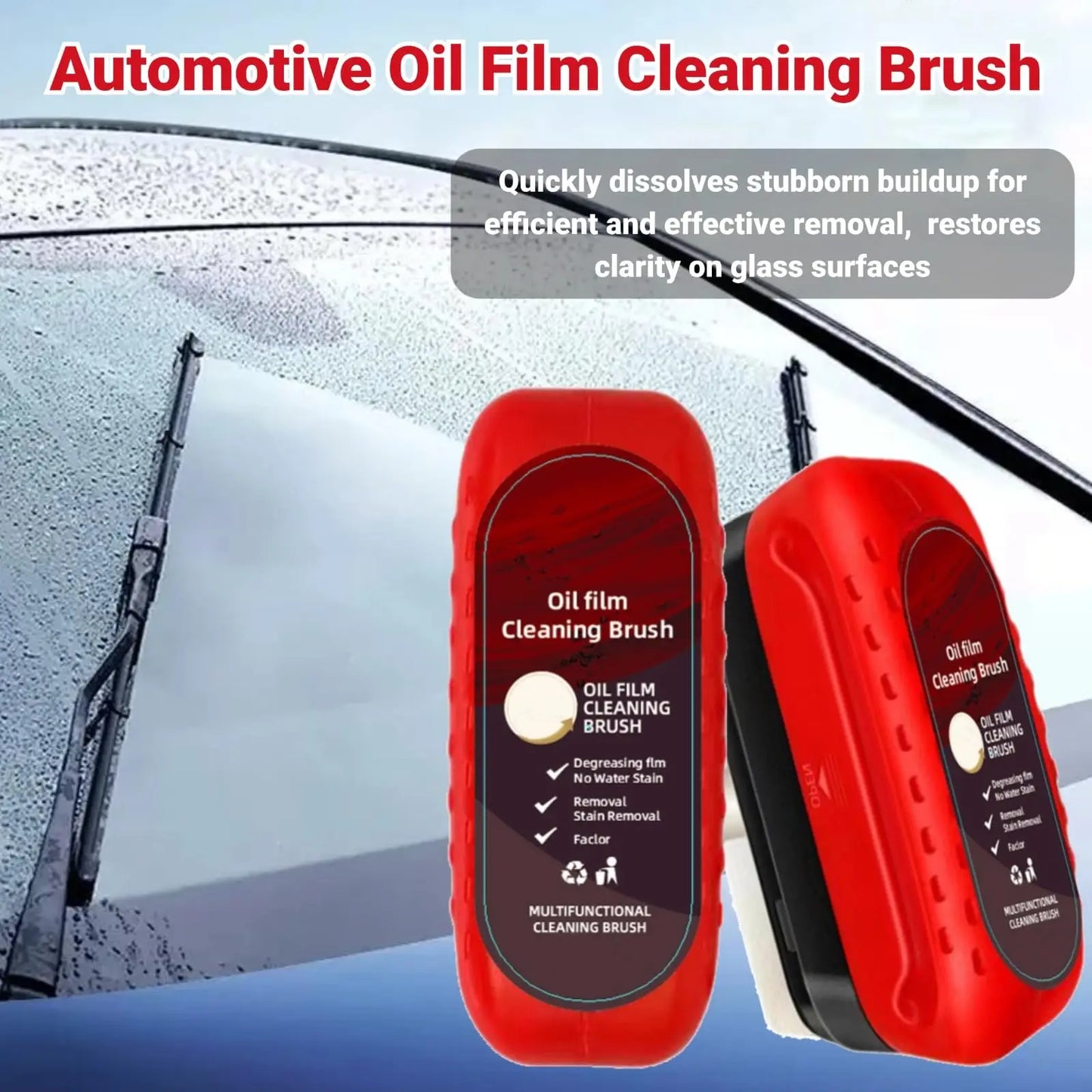 2 Pcs Automotive Oil Film Cleaning Brush, Glass Cleaning Board, 2025 New Glass Coating for Windshield, Strong Front Windshield R