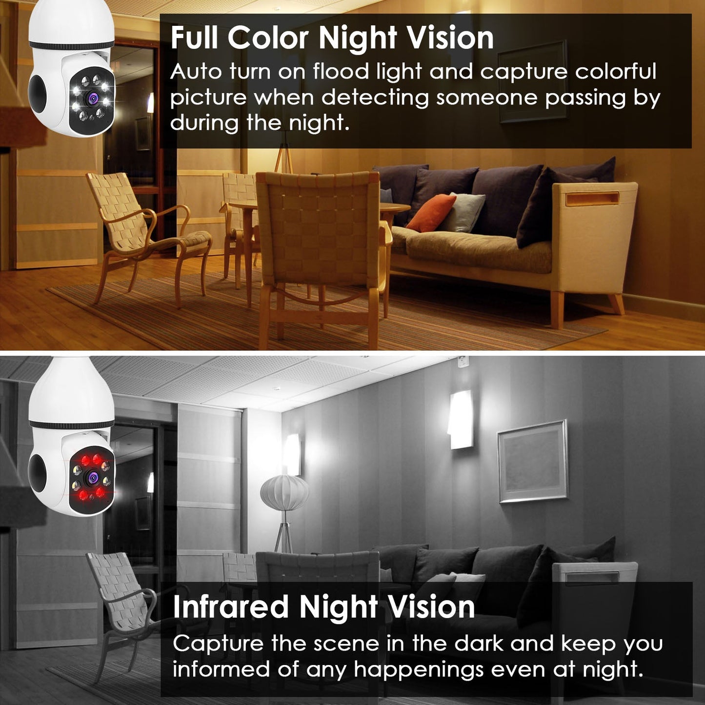 1Pc E27 WiFi Bulb Camera 1080P FHD WiFi IP Pan Tilt Security
