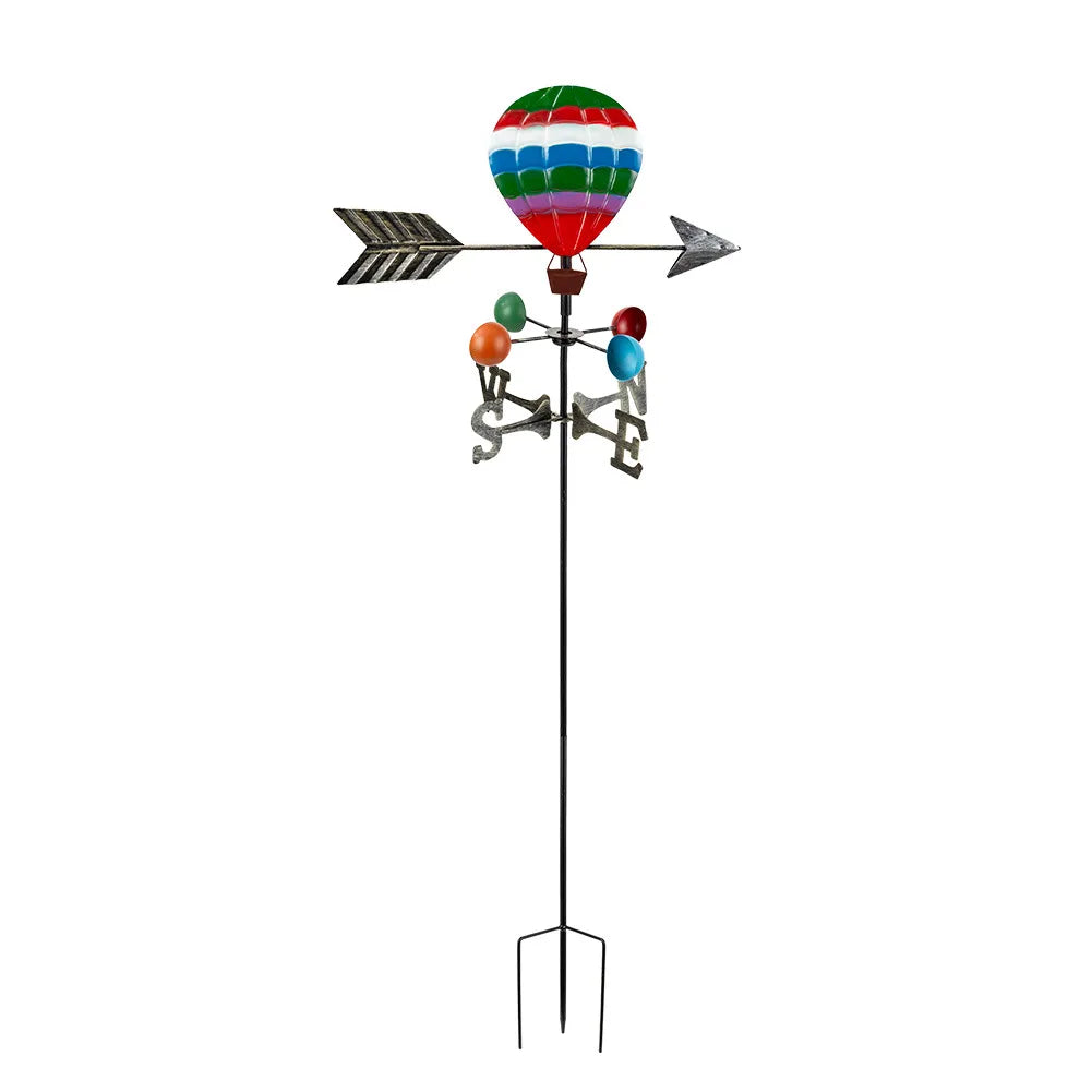 Weather Vane Hot Air Balloon Weathervane Decorative Wind Spinners Colorful Metal Yard Art Weather Stakes for Yard