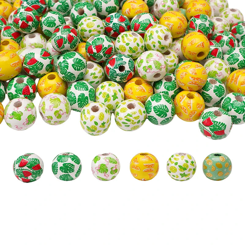 10Pcs 16/20mm Wooden Dog Paw/Christmas Pattern Round Beads Loose Spacer Beads To Make Bracelet Charms Jewelry Making Accessories