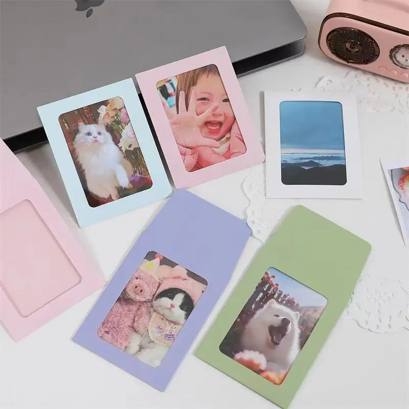 10Pcs/Set DIY Paper Photo Frame Macaron Color Photocard Holder Korean Idol Envelope Picture Album Small Card Packaging Supplies