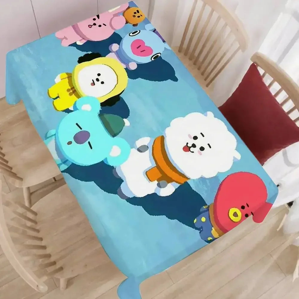 Cartoon B-BT-S 21 Cute Table Cloth Indoor Outdoor Waterproof Decoration Rectangular Picnic Tablecloth