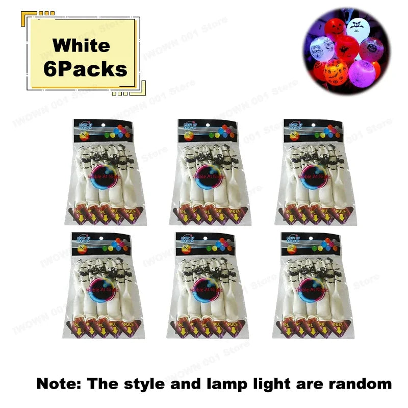 12 Inch Halloween Pumpkin Latex Balloons With Light LED Glow In The Dark Pumpkin Ghost Balloons Halloween Party Decorations
