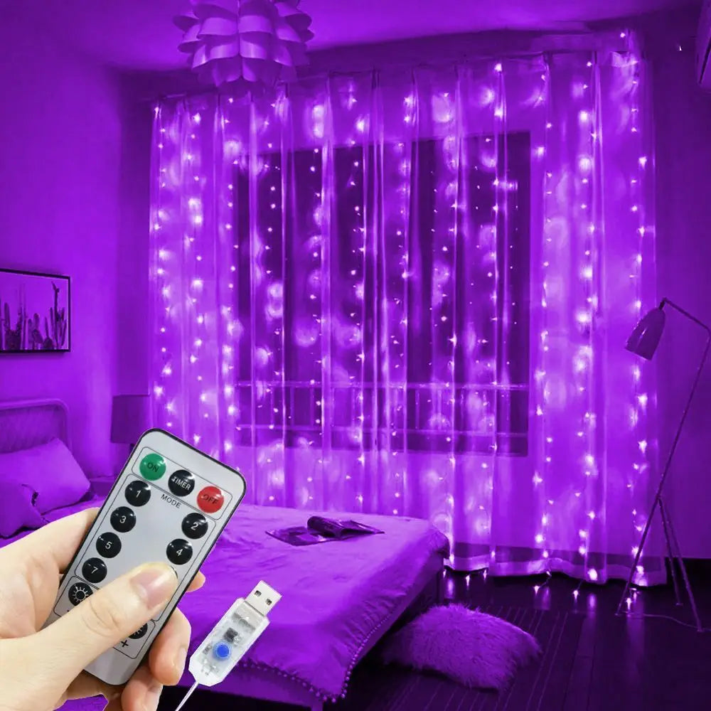 Birthday Decoration 3/6M Fairy Light 8 Mode LED Christmas Lamp USB Curtain String Light Home Decor Holiday Garland Wedding Party