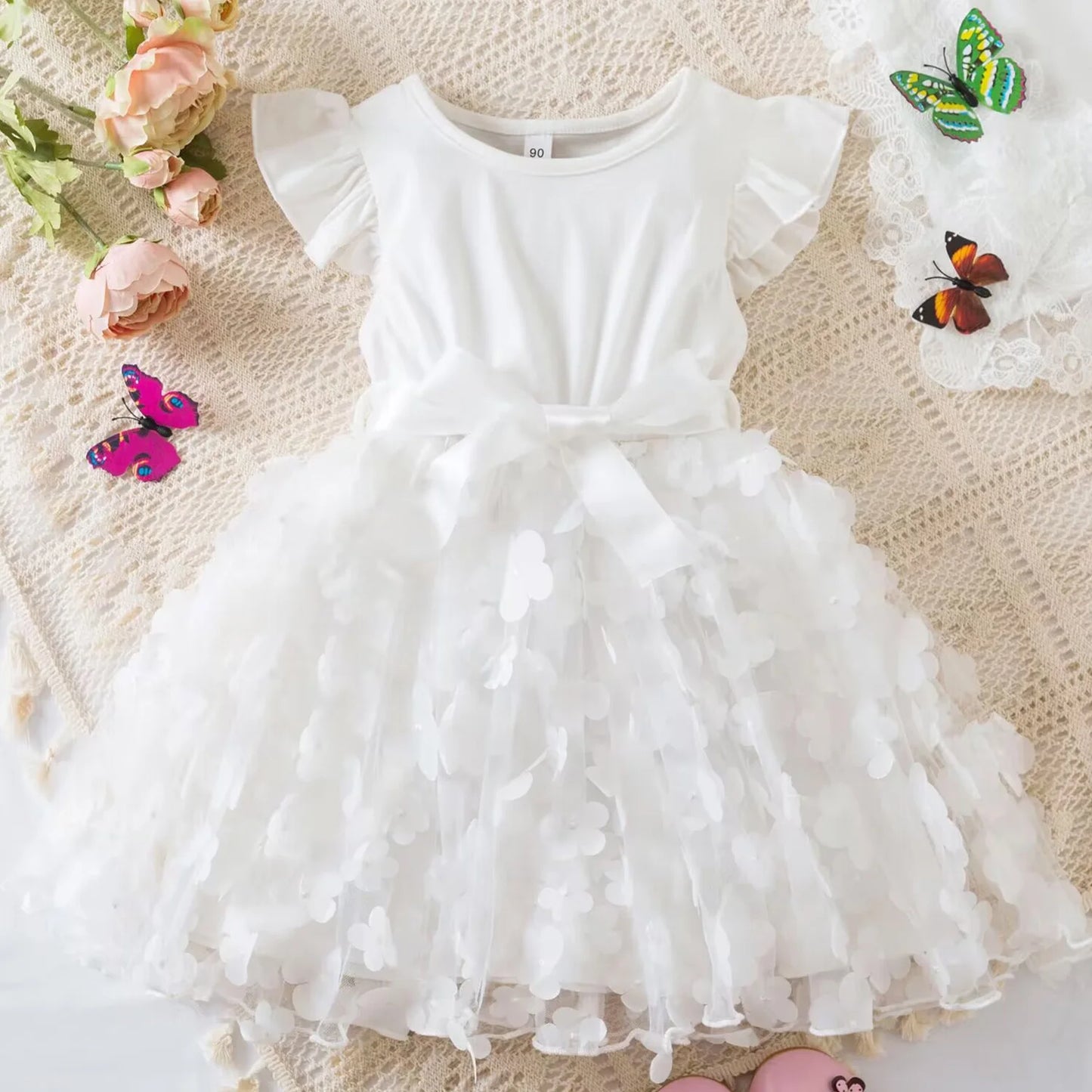 Summer Dress for Kid's Casual Clothes 3D Butterfly Cute Baby Girls Princess Dress Party Dresses 2-6 Yrs