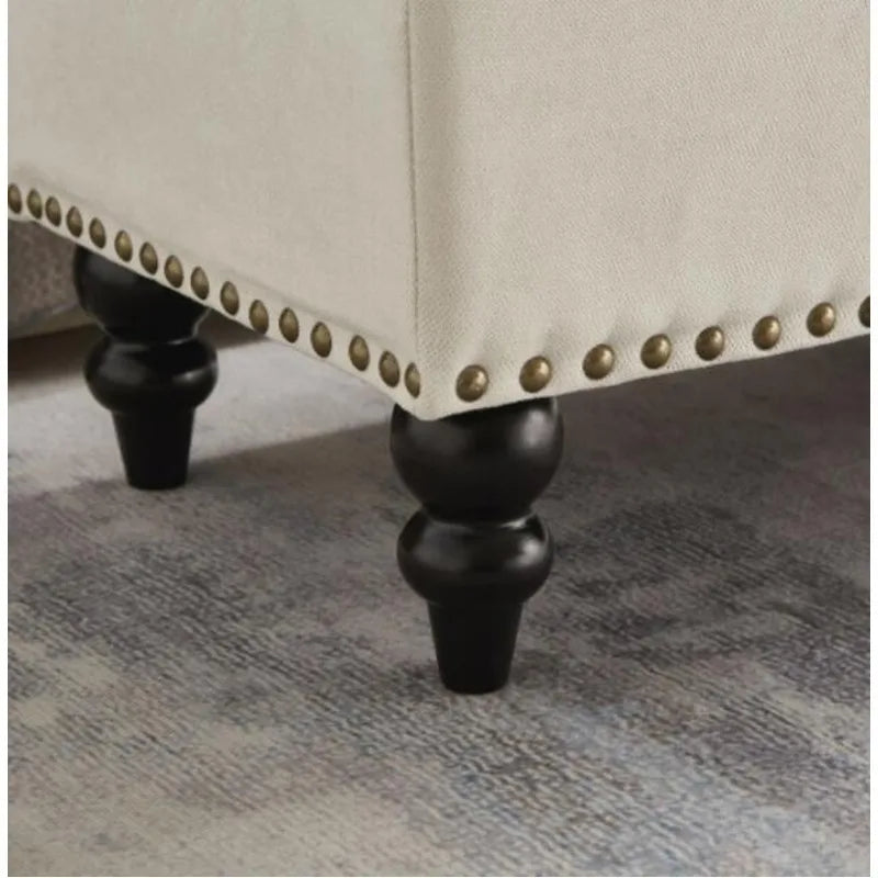 Bed Bench Ottoman with Storage Beige Fabric In The Bedroom As A Bed End Bench Contemporary Design Easy Assembly Multifunctional