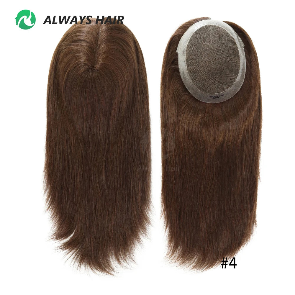 Alwayshair -16" Australia Base Hair Toppers For Woman 7x9 Lace & PU Brazilian Human Hair Toppers Hair Pices for ladies