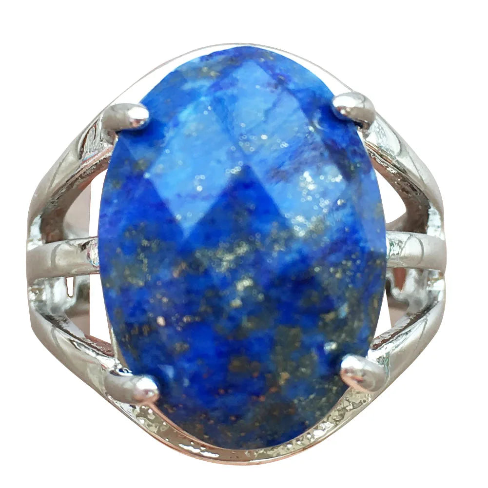Crystal Faceted Oval Women Men Art Round Ring  7~12" Adjust Size WB827
