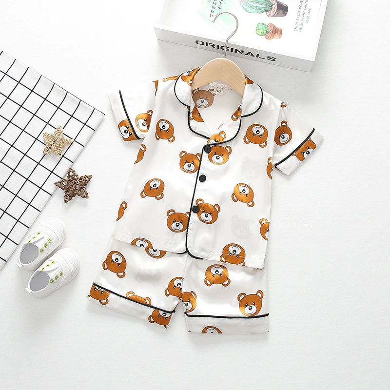 New Summer Baby Boys Clothes Suit Children Girls Sleepwear Shirt Shorts 2Pcs/Sets Kids Pajamas Toddler Costume Infant Tracksuits