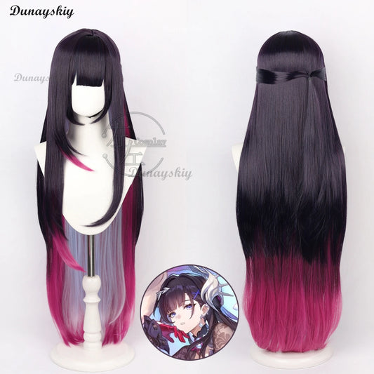 Game Helektra Cosplay Wig Mixed Color Long 100cm Wigs Women Cosplay Anime Cosplay Wig Heat Resistant Synthetic Hair + Wig Cap
