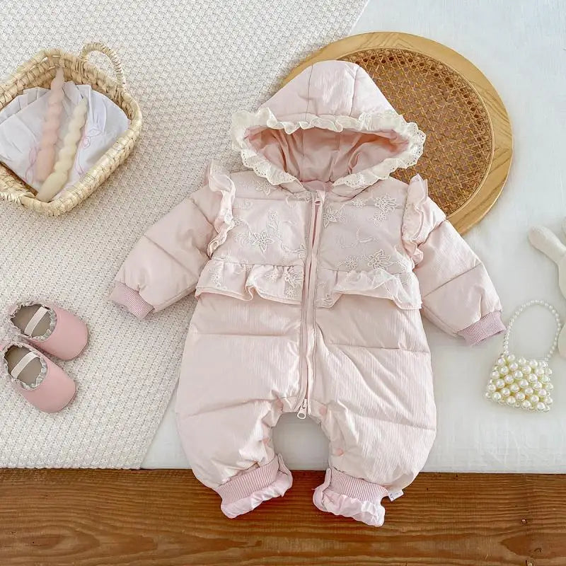 Cekcya Twins Clothes Baby Winter Newborn Jumpsuit Toddler Girls One Piece Lovely Rompers 100 Days Plus Velvet Clothing