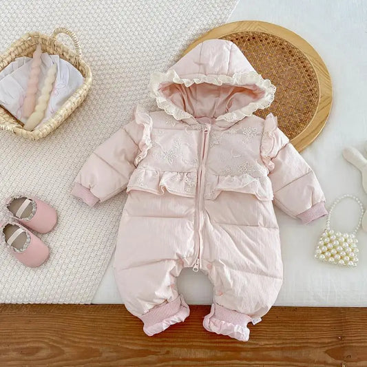 Cekcya Twins Clothes Baby Winter Newborn Jumpsuit Toddler Girls One Piece Lovely Rompers 100 Days Plus Velvet Clothing