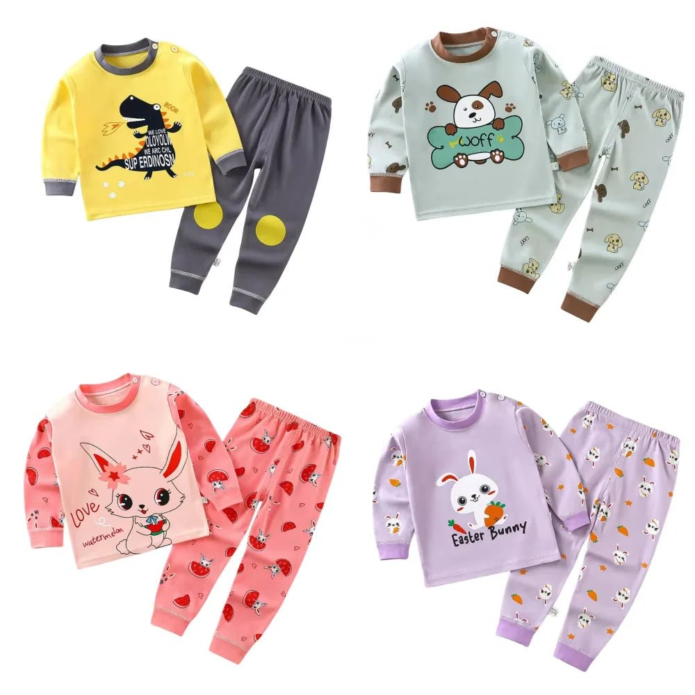 Children Underwear Set Boys Cotton Pajamas Girls Baby Autumn Clothes Long Sleepwear Cotton Kids Home Clothes Children's Clothing