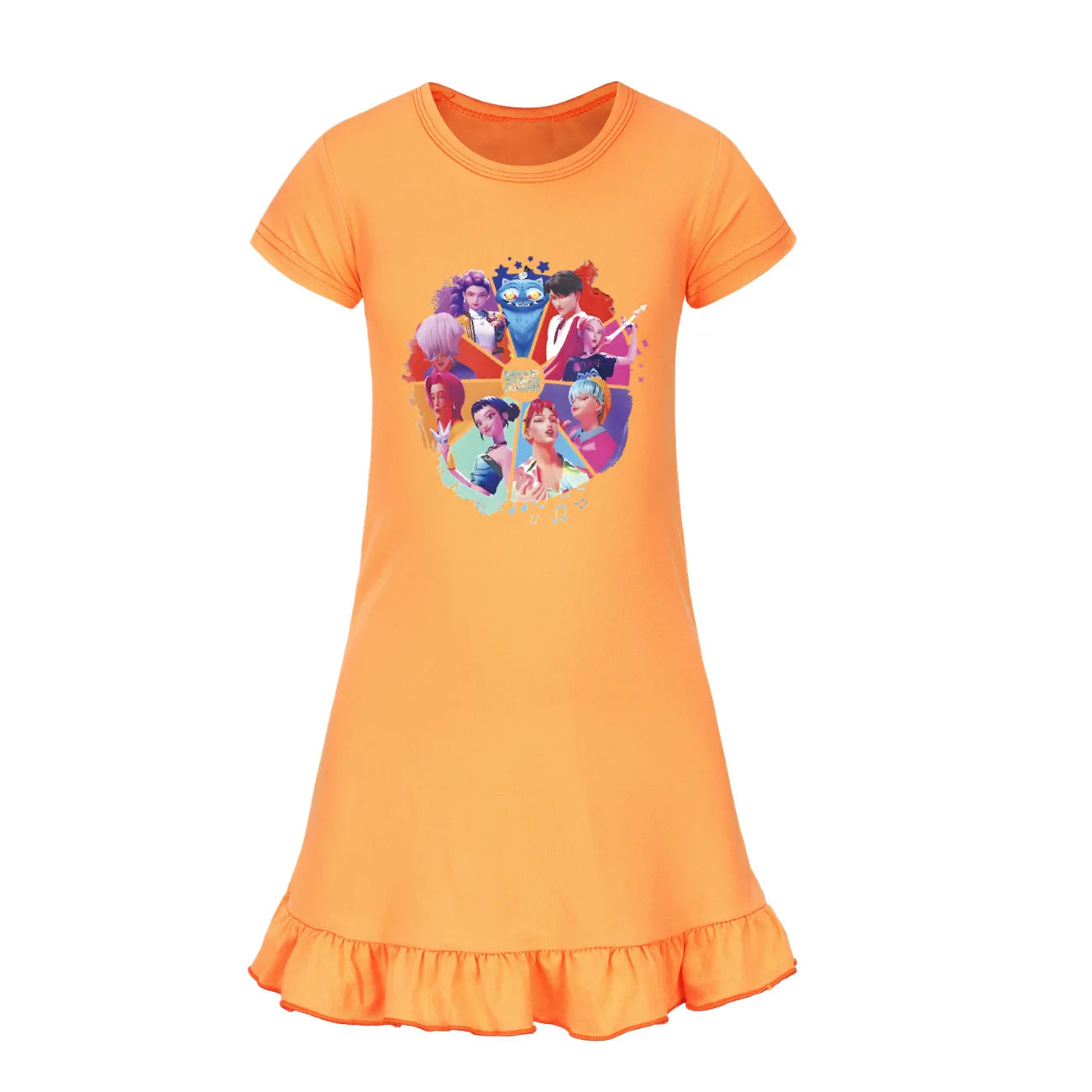Baby KPop Demon Hunters Kids Summer Sleepdress Short Sleeve Girls Casual Cartoon Nightgown Daily Wear Clothes for Children dress
