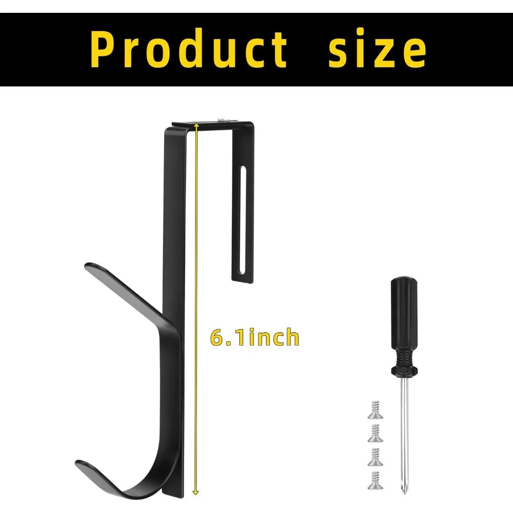 adjustable double coat hooks, thick cubicle wall coat hooks, metal over the panel double hooks adjusted to fit 1.35 to 3.5 inch