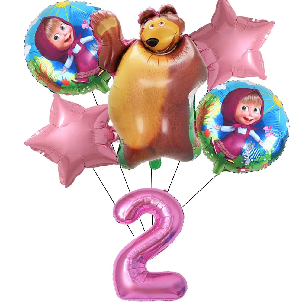Cute Mashas and the Bear Party Balloons Party Decorations Cartoon Bear Party Favors Baby Shower Gifts For Kids Birthday Party