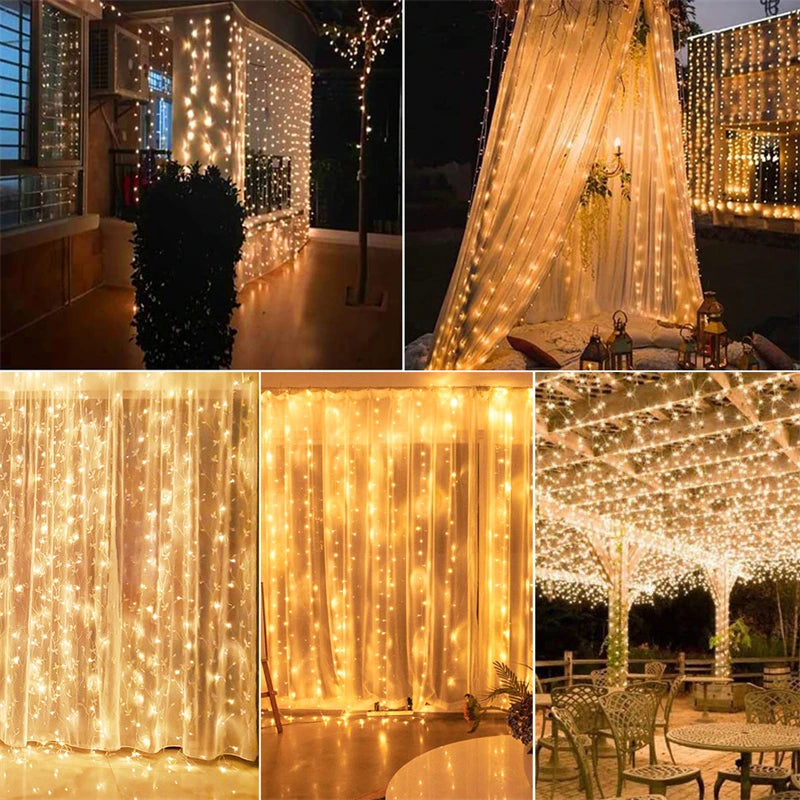 3/6M LED Lights String Fairy Decoration USB Plug Holiday Curtain Lamp 8 Mode for Home Garden Christmas Party New Year Wedding