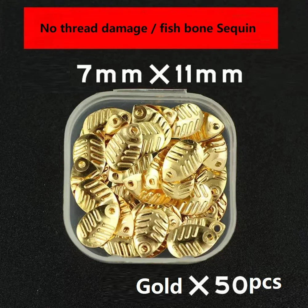 50Pcs/lot DIY Fishing Spinner Sequin Rings Bait Lures Makou water drop tablet Anti secant line Metal Noise Spoon Accessories