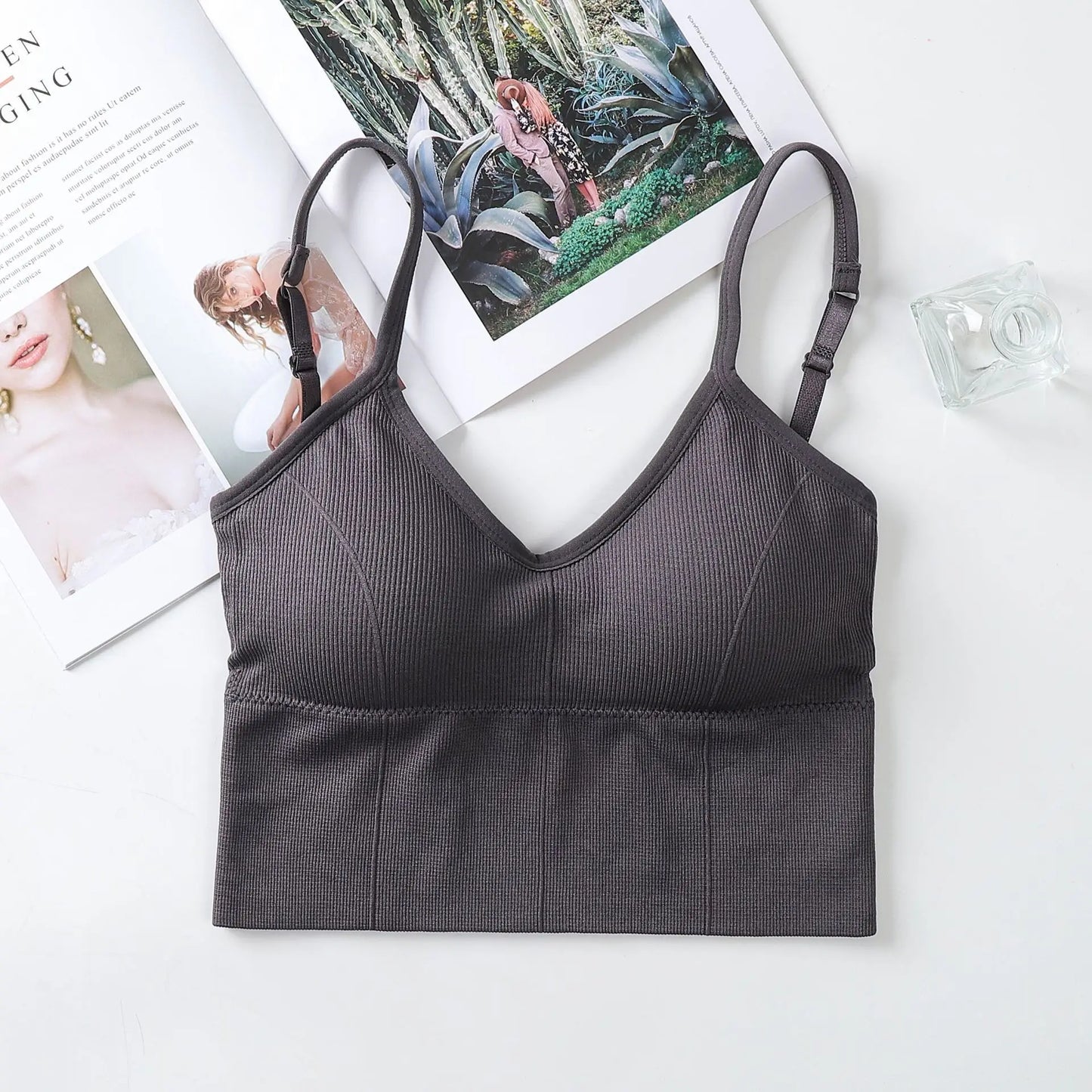 Women Tank Crop Top Seamless Underwear Vintage Crop Top Female Tanks Vest Camis Padded U Back Woman Sexy Sport Lingerie Camisole