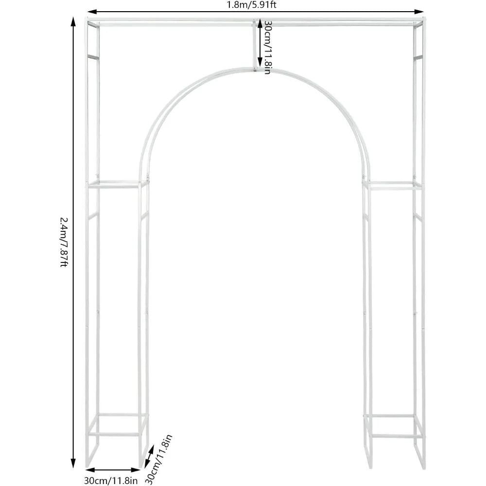 Wedding Arch Backdrop Stand, White Wedding Arches for Ceremony Square Metal Balloon Arch Stand Heavy Duty Backdrop Stand 5.91 *