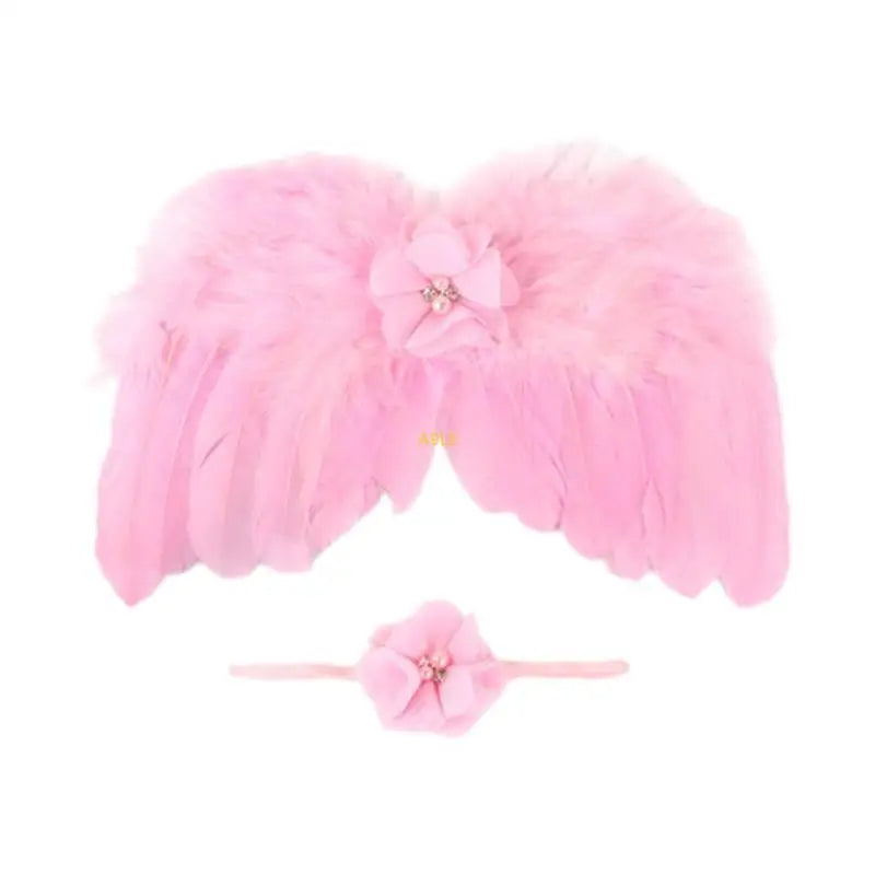 Infant Angel Costume Wing & Headband for Photography Skin Friendly Baby Outfit Newborn Photo Props Clothes 2PCS