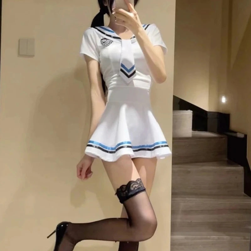 Sexy College Style JK Student Uniforms Schoolgirl Costumes Women's Tops Miniskirt Pajamas Naughty Erotic Lingerie Cosplay Sailor