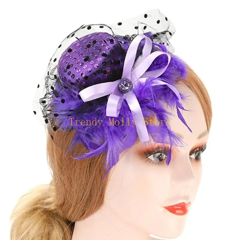 N5KB Top Hat Hair Pin Halloween Bride Taking Photo Ponytail Hair Clip