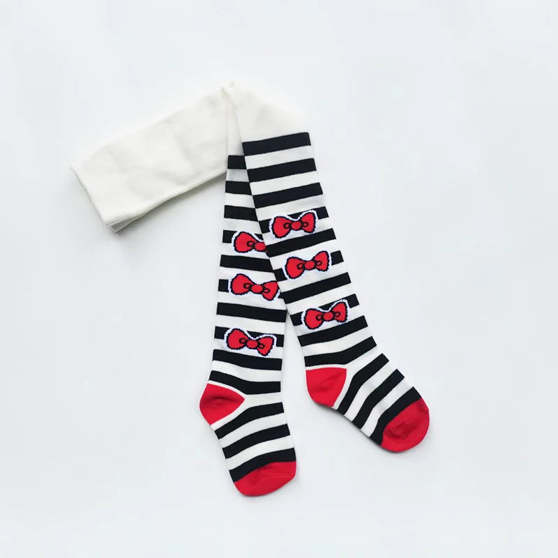 2025 New Spring Girls Color Bows Tights Kids Stockings  Autumn Baby Girl Clothes  Tights for Girls  Striped Pantyhose