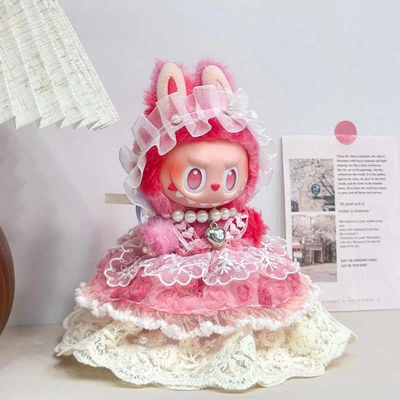 For Labubu Baby Clothes Front High-energy Series Plush Doll Pendant Third Generation Doll Skirt Set Fashion Doll Clothing Gift