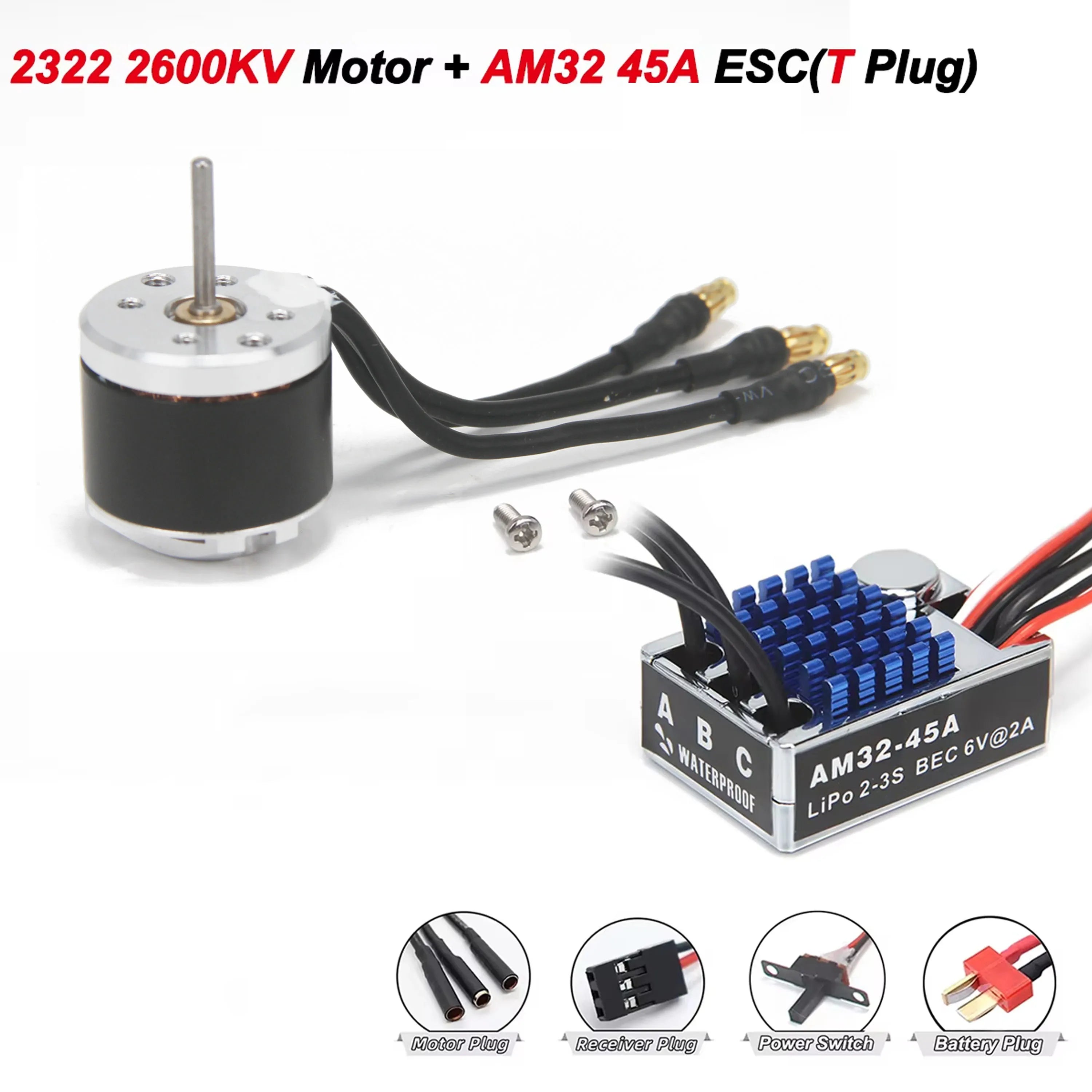 2322 2600KV Outrunner Brushless Motor for 1/10 1/12 1/14 1/16 RC Car Crawler AXIAL SCX24 280 370 Brushed Motor Upgrade Power Kit