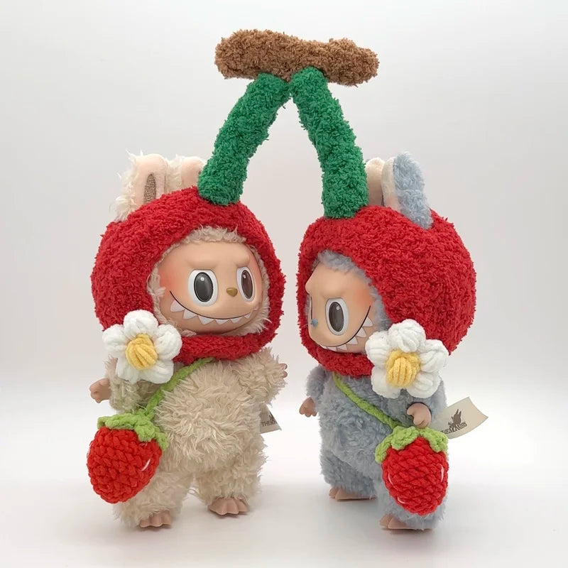 Baby Crybaby Twins Crybaby Clothes Replacement Glue Doll Clothes Labubu Macarons Sit Party 17cm Packaging Ornament Pendant