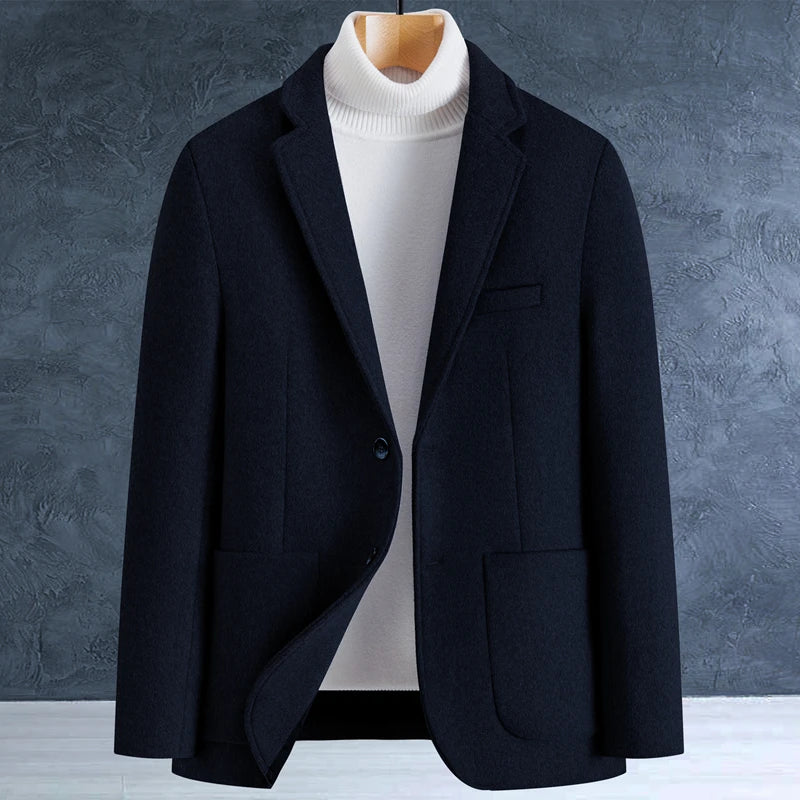 High-quality, fashionable, stylish, versatile, trendy urban casual men's woolen overcoat, thickened mid-length coat for autumn a