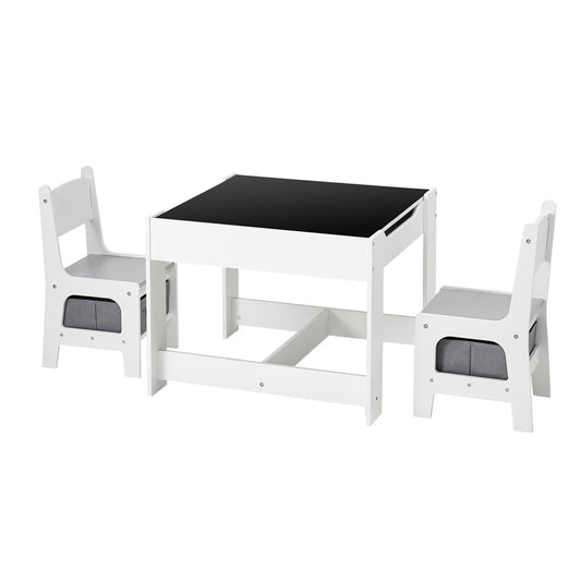 Kids Table And 2 Chairs Set, Toddler Table And Chair Set With Storage