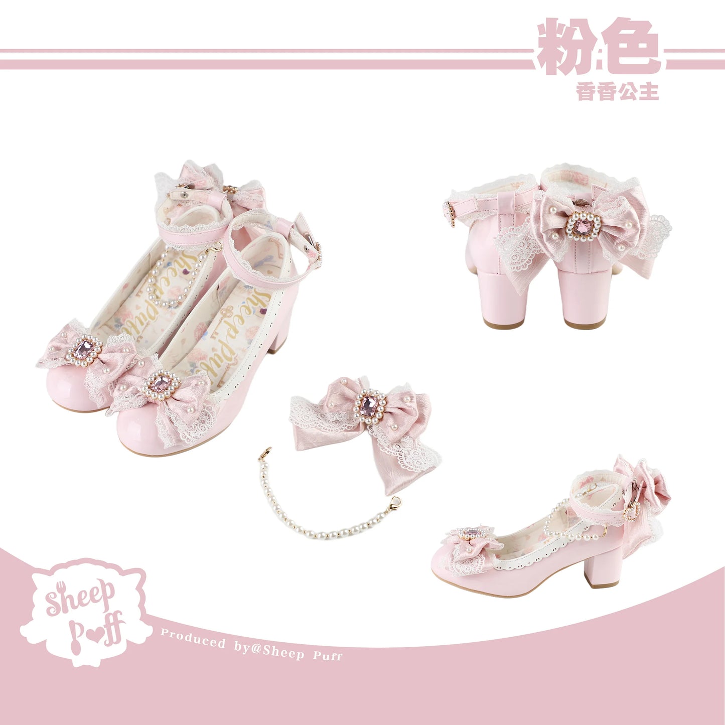 Original Lolita Sweet Flower Wedding Low Heels Shoes Women's Cute Bow Elegant Tea Party Mary Jane Shoes Ladies Leather Shoes