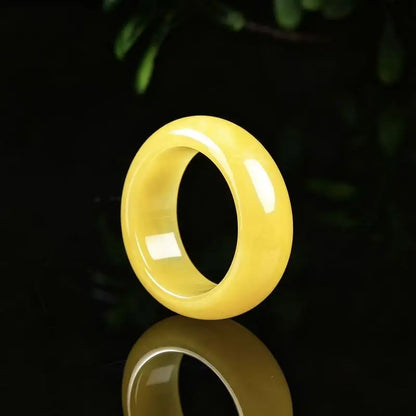 Genuine A-grade jadeite ring with full yellow color and rich pigment, exquisite jade jewelry pendant