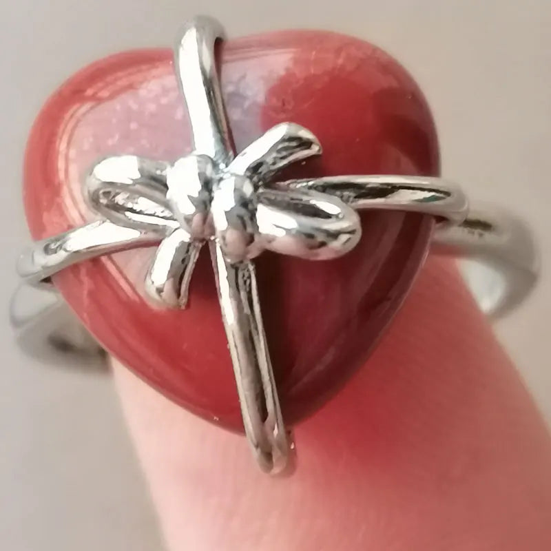 Blue Sand Heart Bead Ring PWB1093