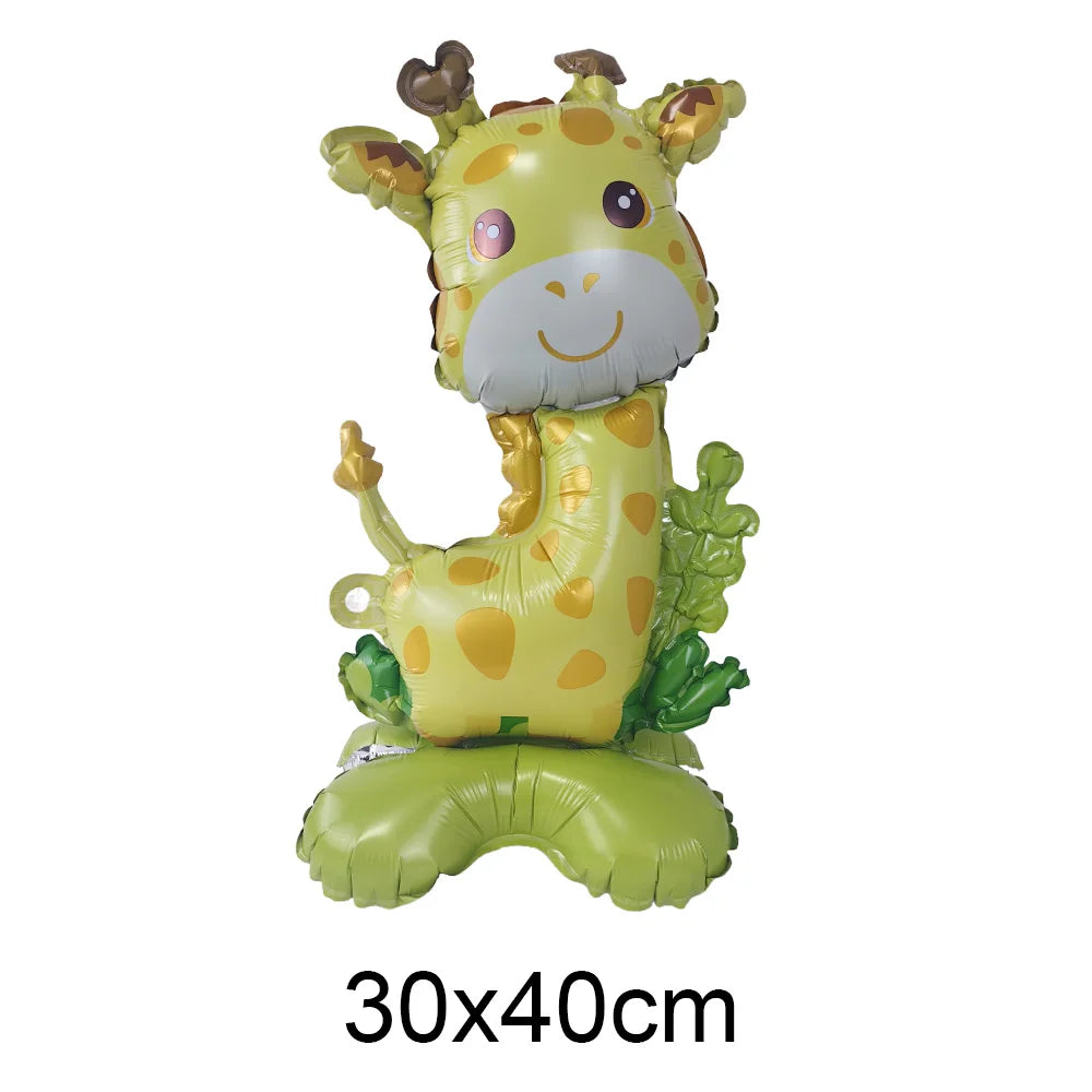 1pcs Jungle Party Cake Topper Safari Animals Figures Toys Picks Wild Jungle Animals Theme Baby Shower Happy Birthday Cake Decor